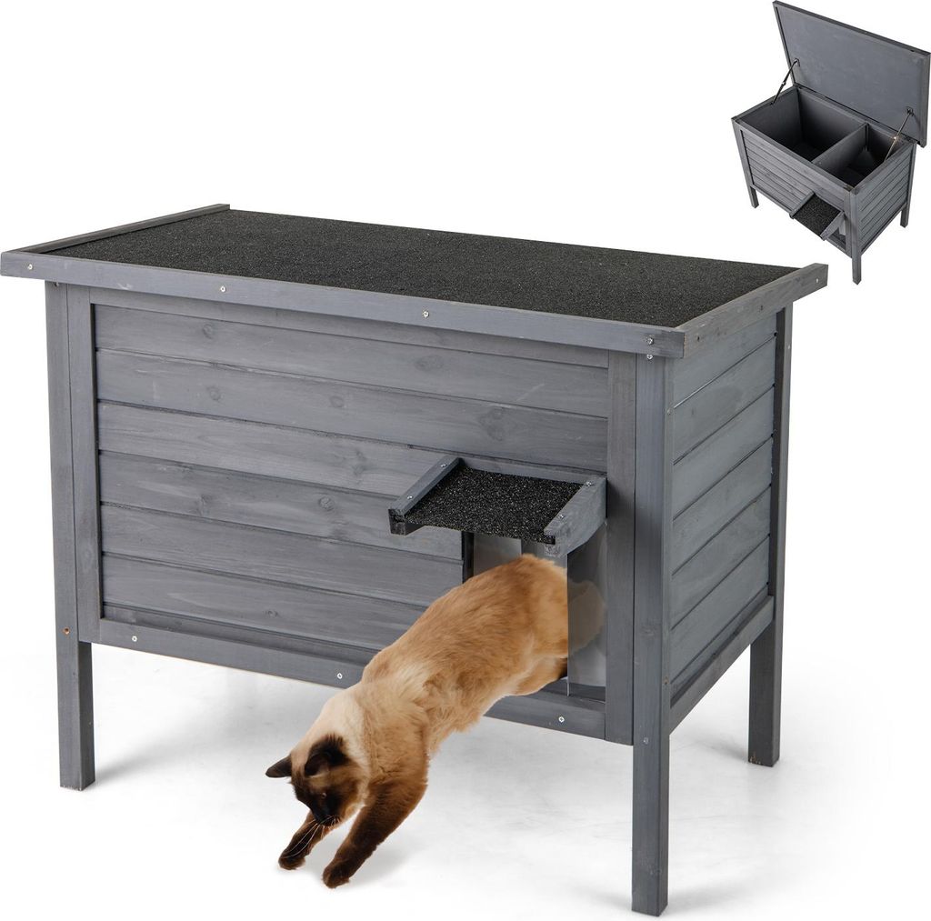 COSTWAY Katzenhaus Winterfest Outdoor, Katzenhütte für Produktbild 