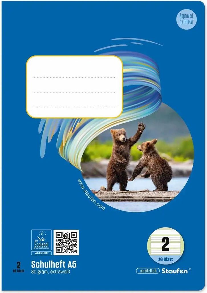 Staufen Schulhefte Style Lineatur 2 liniert DIN A5 ohne Rand, 16 Blatt