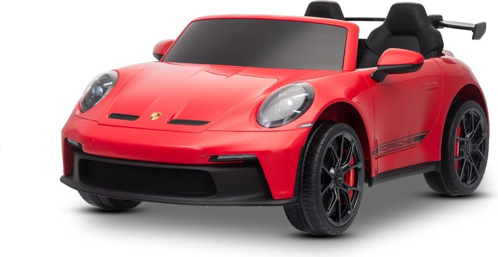 Elektrisches Kinderauto Porsche 911 GT3 24V mit 4x4-Antrieb, rot, zwei Sitze, 2,4-GHz-Fernbedienung, USB/AUX-Eingang, 200W-Motoren, Federung, Lith...