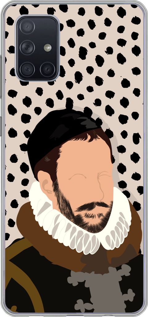 MuchoWow Handyhülle Schutzhülle Hülle für Telefoonhoesje Samsung Galaxy A51 Alte Meister - Wilhelm von Oranien - Punkte - Vintage Silikon Sof...
