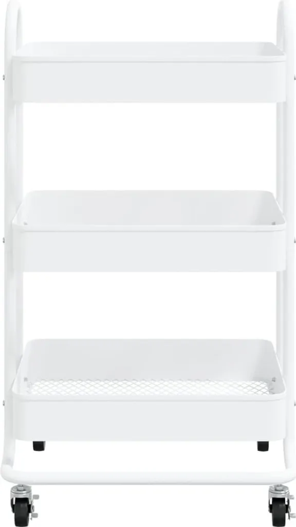 Chariot de rangement 3 niveaux en acier blanc 43x34x79 cm ultra stable
