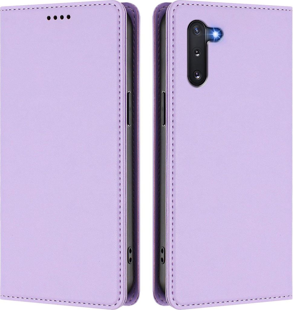 Handyhülle für Samsung Galaxy Note 10, Kunstleder Klapphülle Stoßfeste Magnetische Hülle mit Ständer Violett