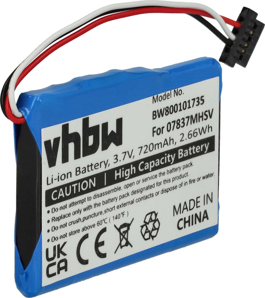 vhbw Akku kompatibel mit Becker Traffic Assist Z 100 Krokodyl, Z201, Z 103, Z 108, Z 113, Z200, Z109 GPS Navigation Navi (720 mAh, 3,7 V, Li-Ion)