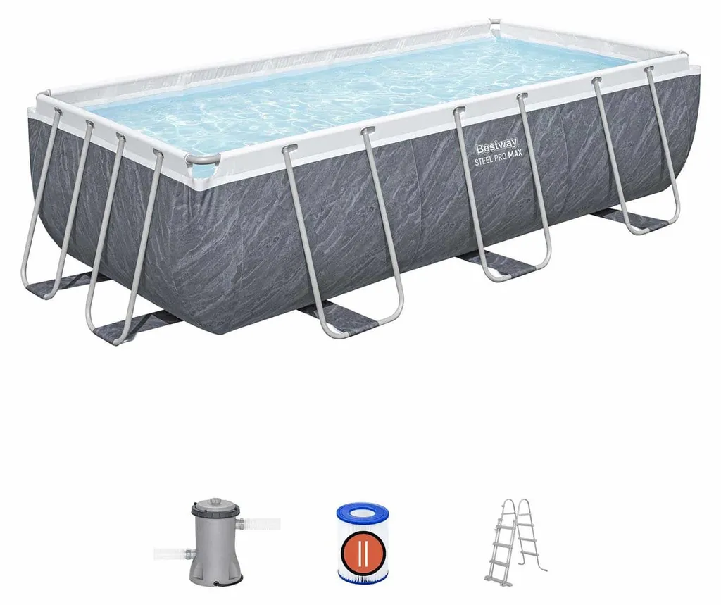 Piscine Steel Pro Max Marble 4,04 x 2,01 x 1 m Bestway 56721 Tubulaire