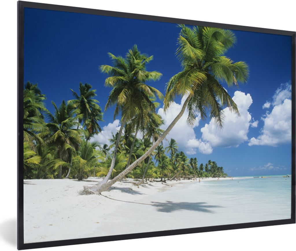 MuchoWow Gerahmtes Poster Strand - Palme - Tropisch 60x40 cm - Poster mit Schwarzem Bilderrahmen Wandposter Rahmen Foto Bilder - Printing - Wandd...