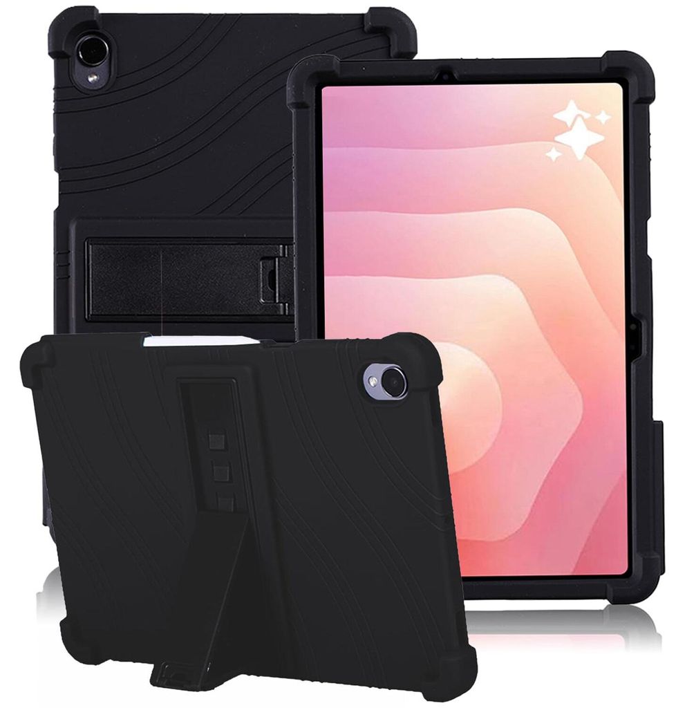 Tablet Hülle für Samsung Galaxy Tab S11 11", Stoßfeste Weiches Silikon Schutzhülle mit Standfunktion Schwarz