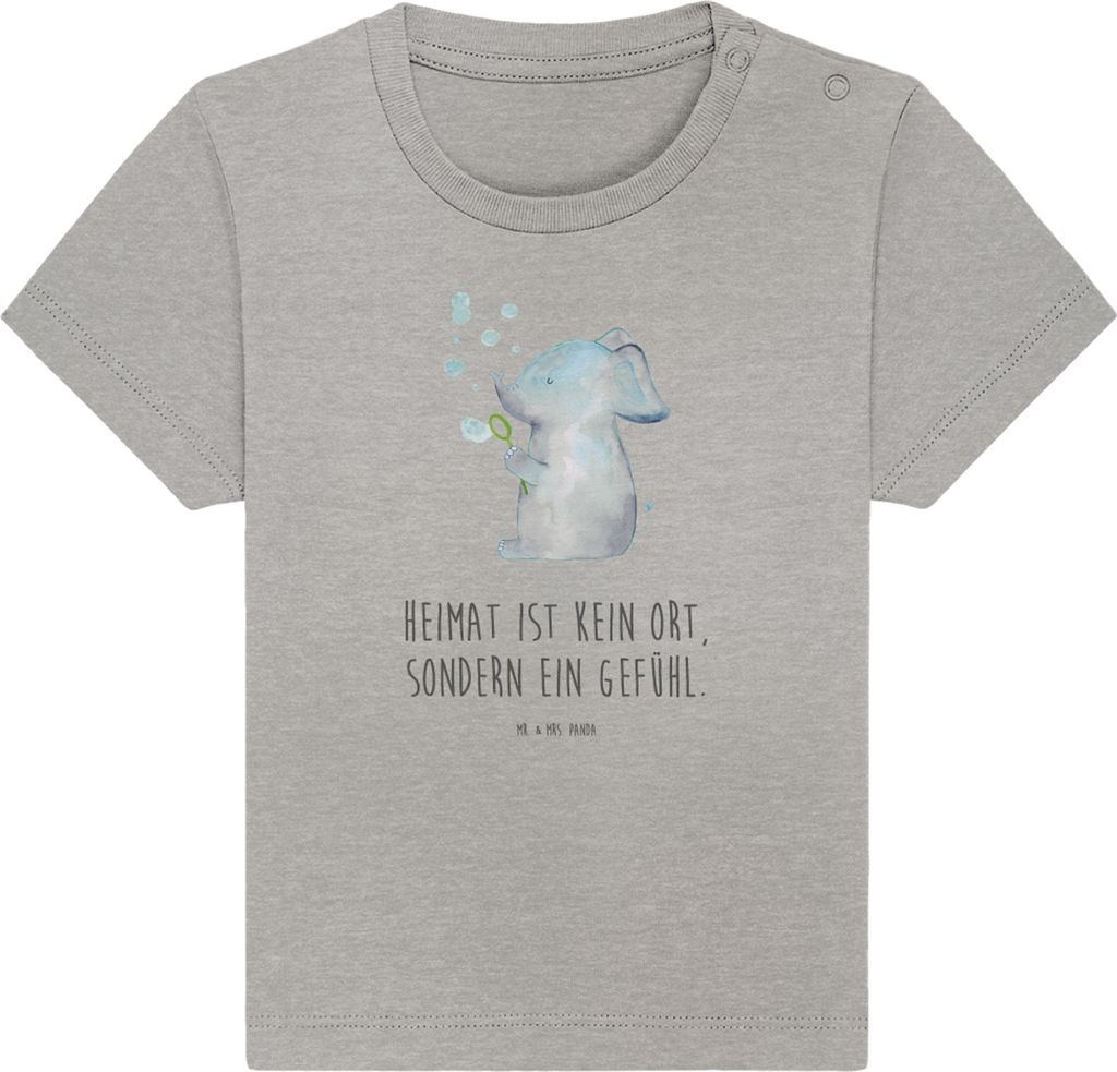 Mr. & Mrs. Panda Babyshirt Elefant Seifenblasen 6. - 12. Monat - Heather Grey - Geschenk, T-Shirt, Baby, Elefanten, Lustige Sprüche, Jerseyshirt, ...