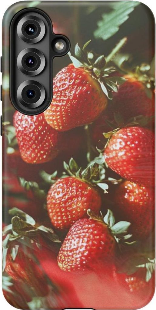 Frische rote Erdbeeren im Fokus – Hülle Kompatibel mit Galaxy S25 Plus