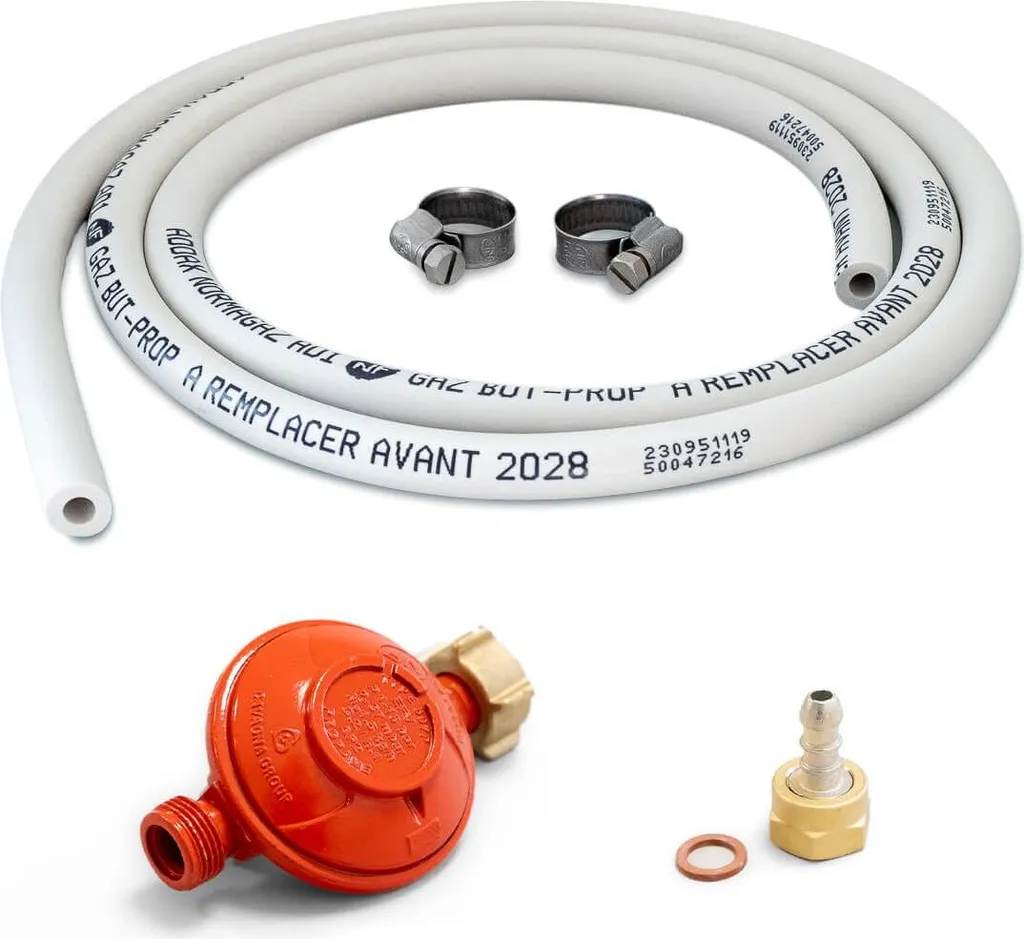 Raccordement gaz sécurisé kit propane détendeur 37mbar et tuyau 1,50m