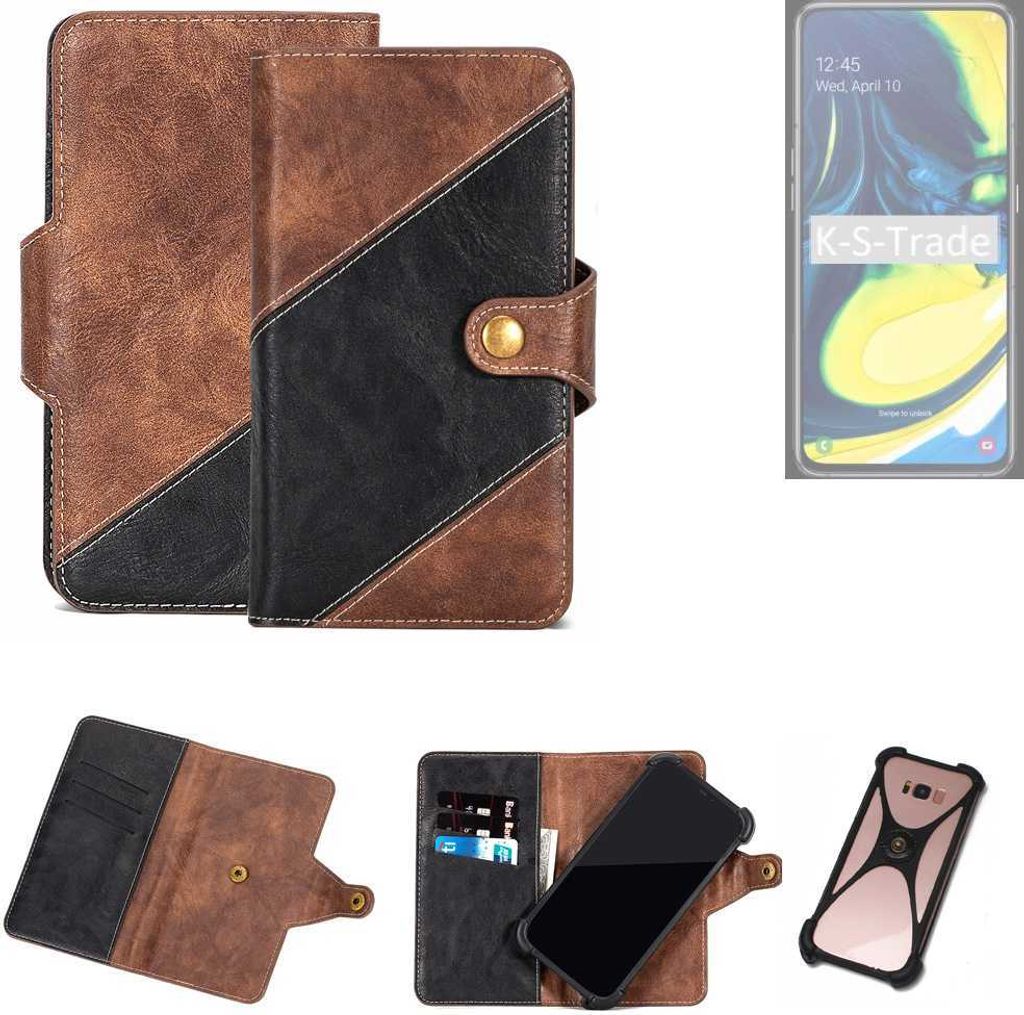 K-S-Trade Handyhülle Schutzhülle Bookstyle Case kompatibel mit Samsung Galaxy A80 Klapphülle Cover Hülle Schutztasche 1x