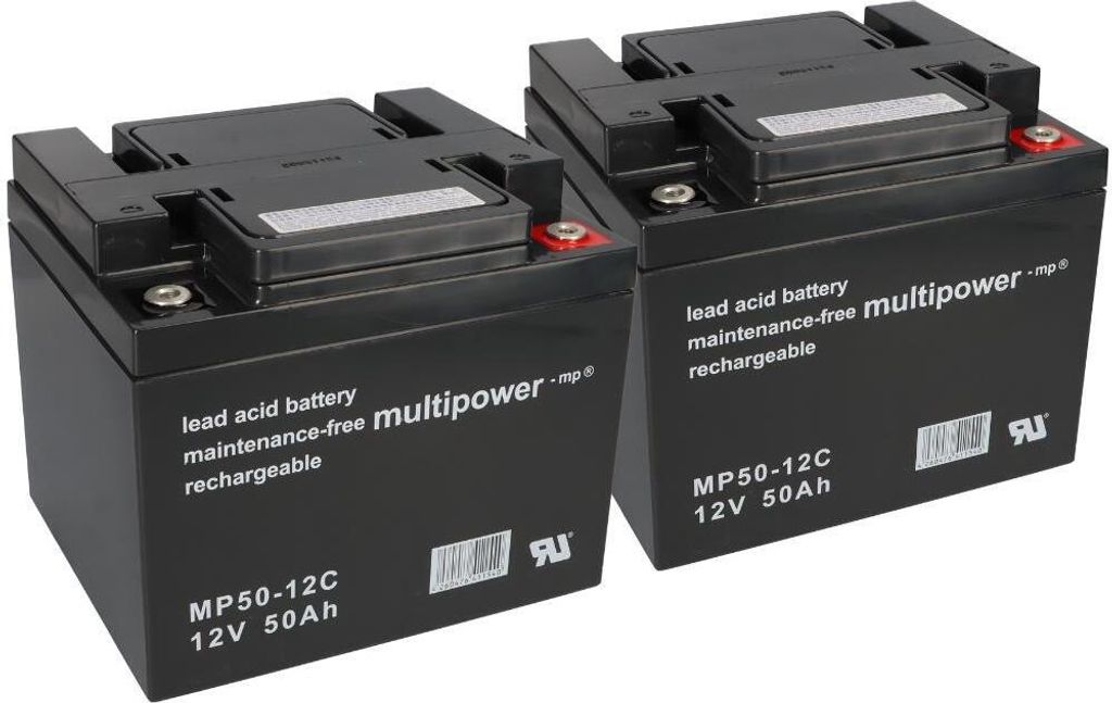 Blei Akku 2x 12V 50Ah kompatibel 24V Rollstuhl Elektromobil Produktbild 
