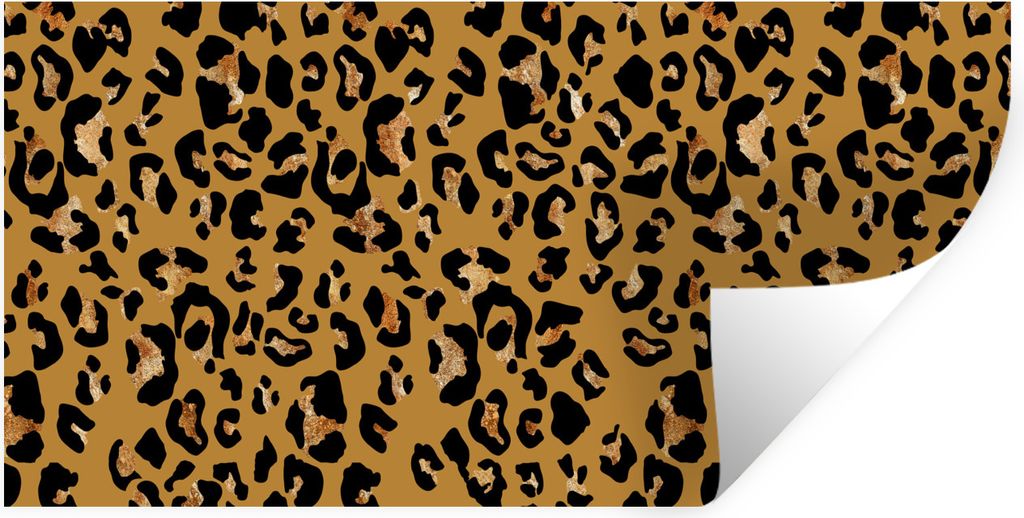 MuchoWow Wandtattoo Wandsticker Wandaufkleber Tierdruck - Panther - Gelb - Muster 80x40 cm Selbstklebend und Repositionierbar - Aufkleber
