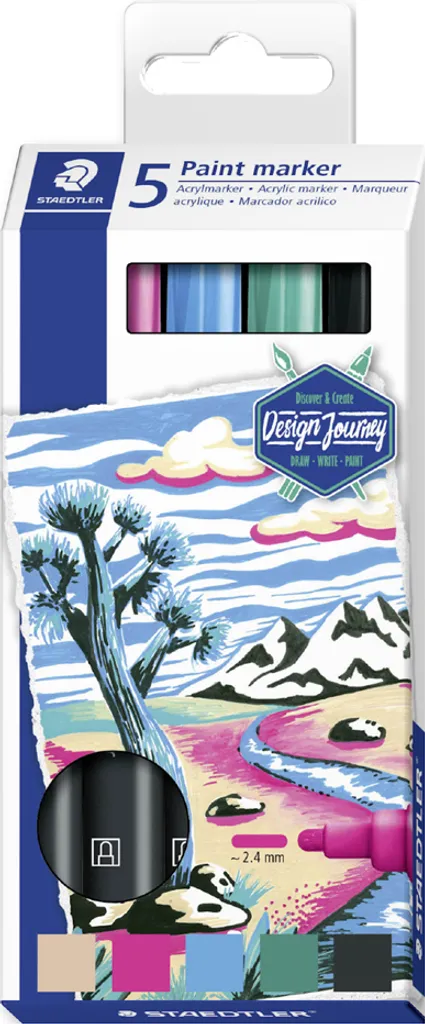 STAEDTLER 349 C5 Marcatore Acrilico Lumocolor: Set 5 Colori per Artisti