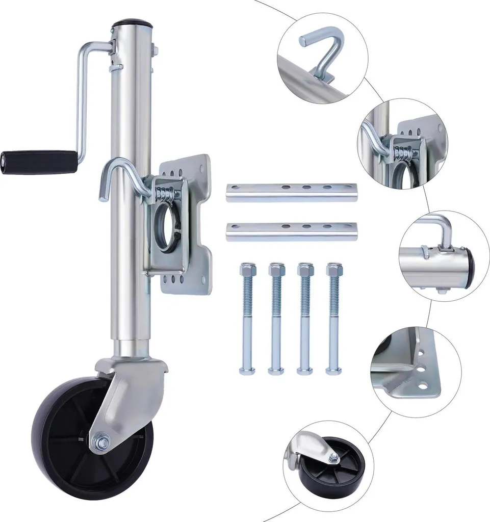 Roue jockey 15cm en caoutchouc plein, montage boulonné charge 680kg