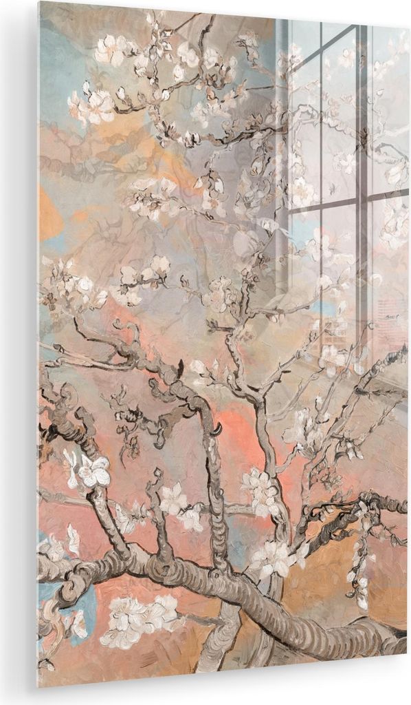 MuchoWow Glasbilder - Bilder auf Wandbild - Foto auf Glas Mandelblüte - Kunst - Van Gogh - Pastell 80x120 cm Wanddekoration aus Glas - Acrylglasbi...