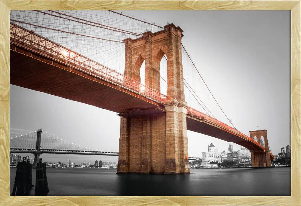Set Poster NYC Brooklyn Bridge Cornice Shinsuke MDF Faggio 61x91,5cm