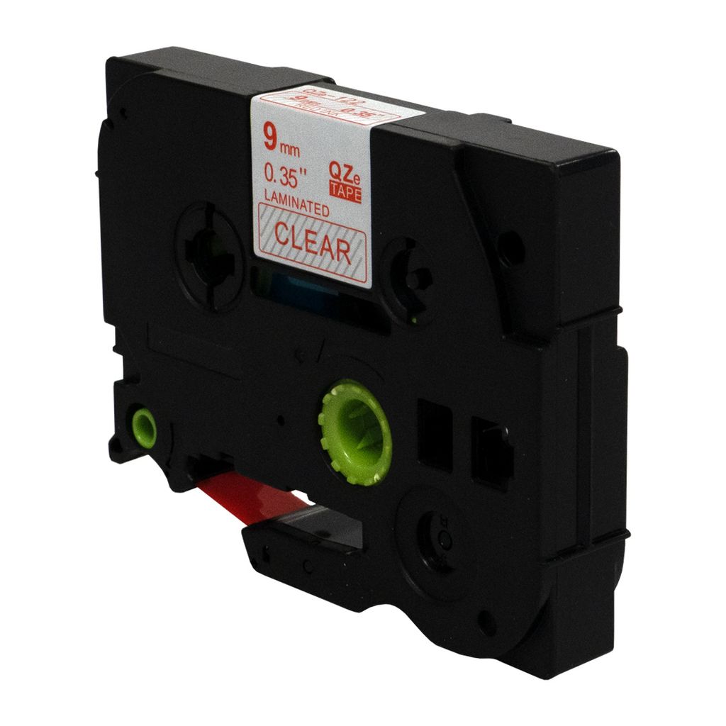 DULA Etikettenband - Kompatibel mit Brother P-Touch Tze-122 - 1 Stück - Rot auf transparent - 9mm x 8m