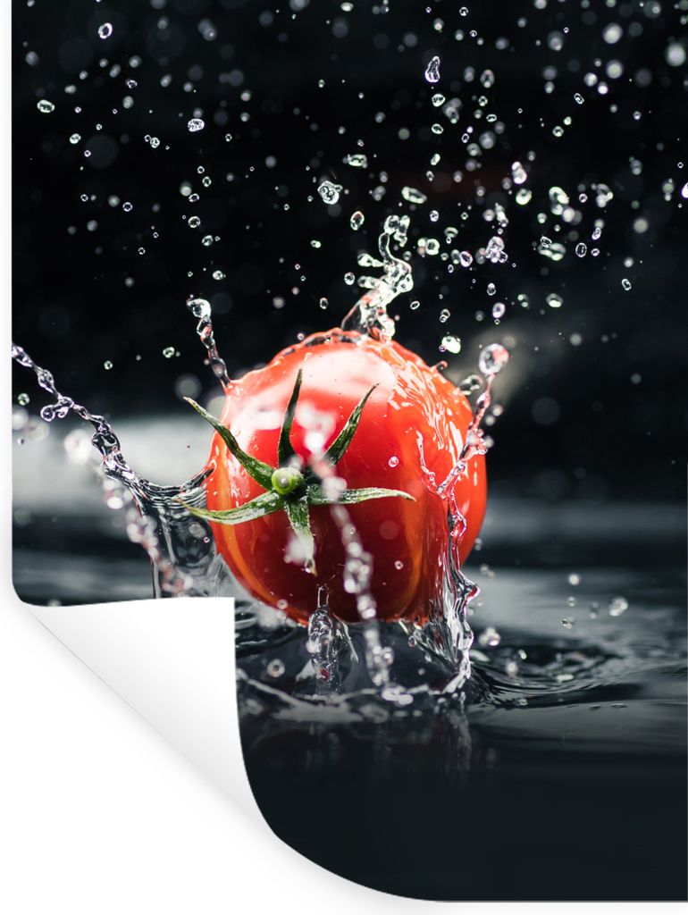 MuchoWow Wandtattoo Wandsticker Wandaufkleber Tomate - Gemüse - Stilleben - Wasser - Rot 120x160 cm Selbstklebend und Repositionierbar - Wierder...