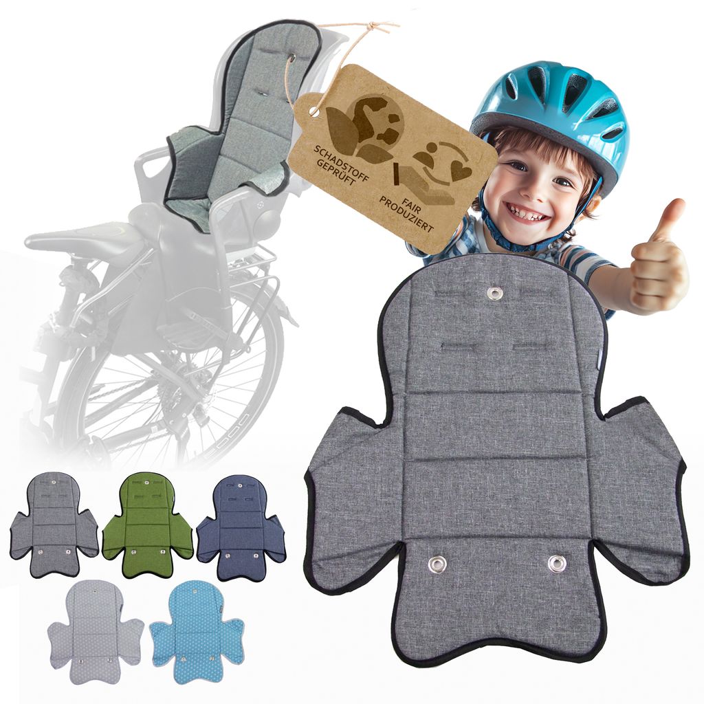 Fahrradkindersitz Ersatzbezug Sitzkissen für Fahrradsitz kompatibel mit Römer Jockey M5 (grau meliert)