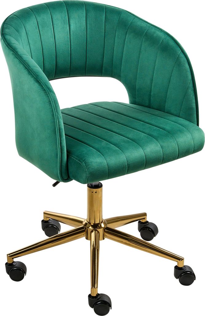 BELIANI Bürostuhl Grün Samtstoff mit Armlehnen Höhenverstellbar Rollbar Drehbar Home-Office Büro Arbeitszimmer Ausstattung Sitzmöbel Arbeitsho...