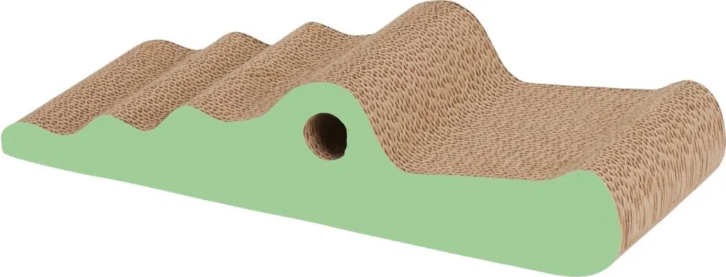 Griffoir pour Chat en Carton Strié Design Crocodile Vert et Marron