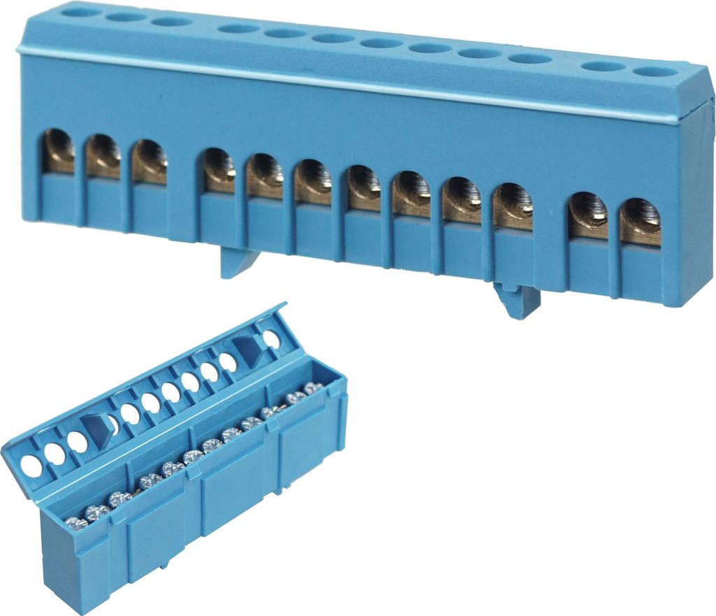 Verteilerklemme Verbindungsklemme für Hutschiene Nulleiter blau 12 x 16mm²