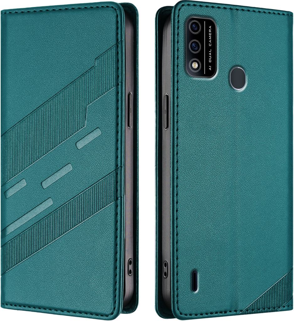 Hülle für itel A48, Kunstleder Brieftaschen Handyhülle mit Kartenfach und Standfunktion Grün