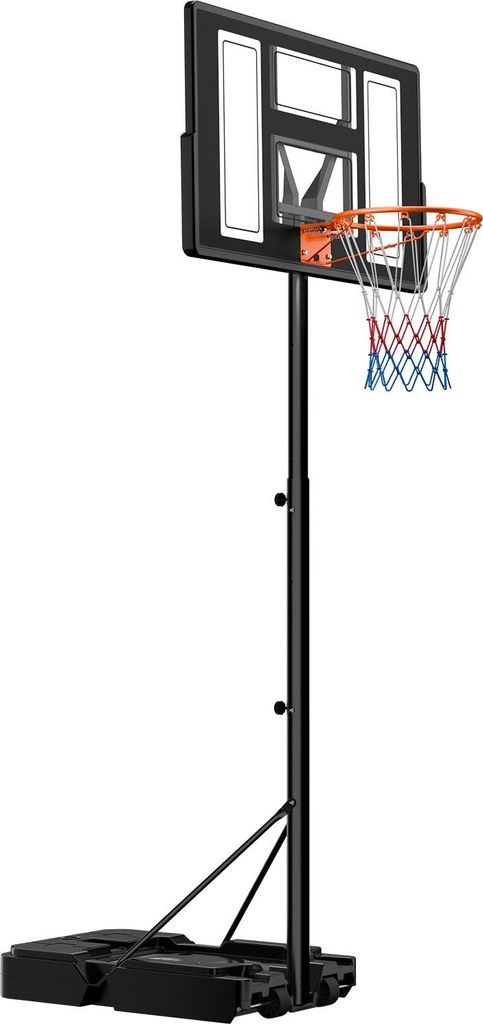 SucceBuy Tragbarer Basketballständer, höhenverstellbarer Basketballkorb von 1,35 bis 3,05 m, Basketballanlage mit Nylonnetz und Rollen, mobiles B...