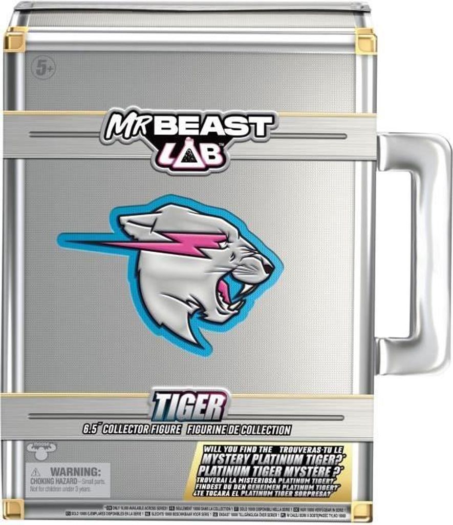 Sammelfigur Tiger Mr. Beast Lab, MOOSE TOYS, 8,8 cm, 13 Artikulationspunkte, Beweglicher Kiefer