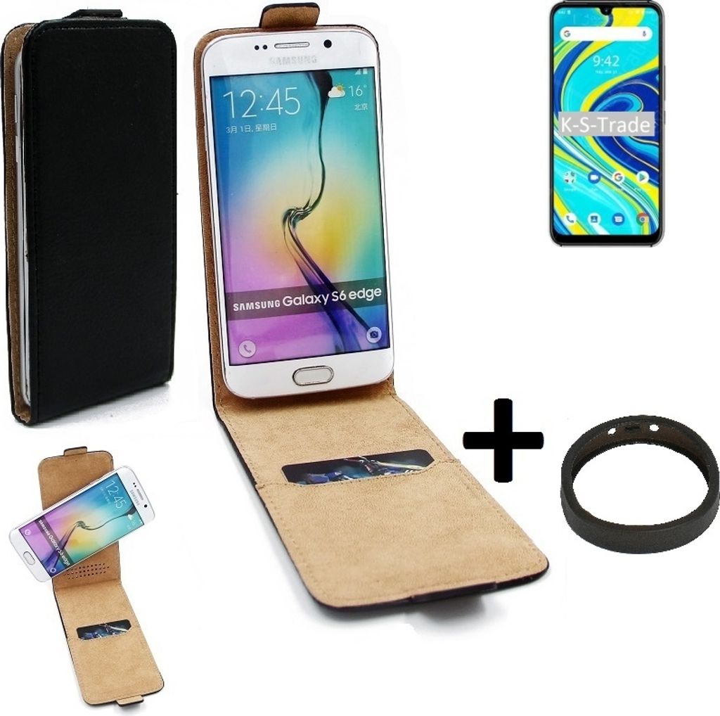 K-S-Trade TOP SET Handyhülle kompatibel mit UMIDIGI A7 Pro 360° Flipstyle Schutzhülle Smartphone Tasche schwarz + TPU Bumper, Case Hülle Flip
