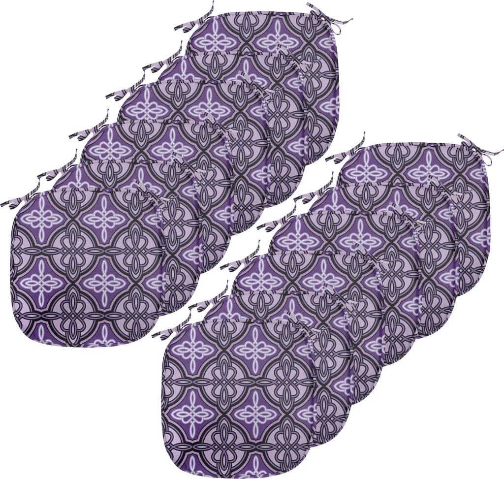 Cuscini per Sedie Viola con Lacci | Pack 12 Impermeabili 40x40 cm