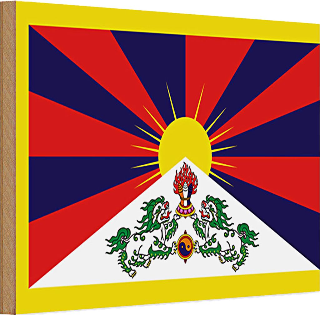 Holzschild Flagge Tibet 30x20cm Flag of Tibet