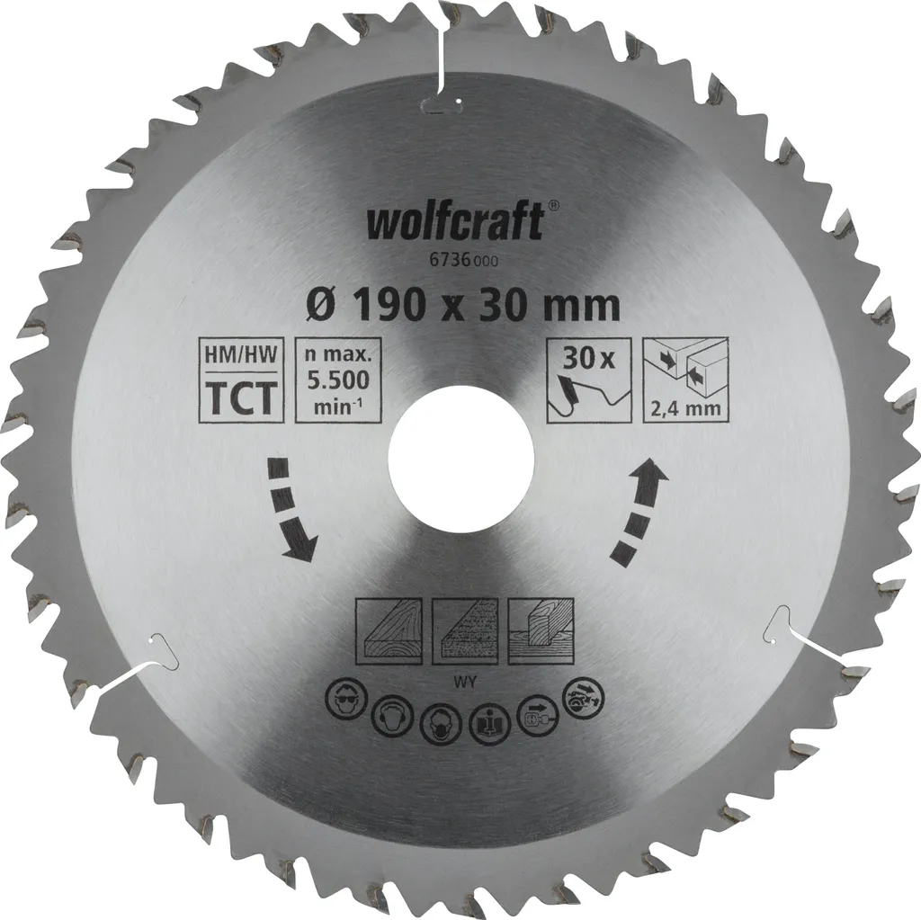 Wolfcraft 6736000 Ø190x2,4mm - Lama Circolare Serie Marrone per Legno