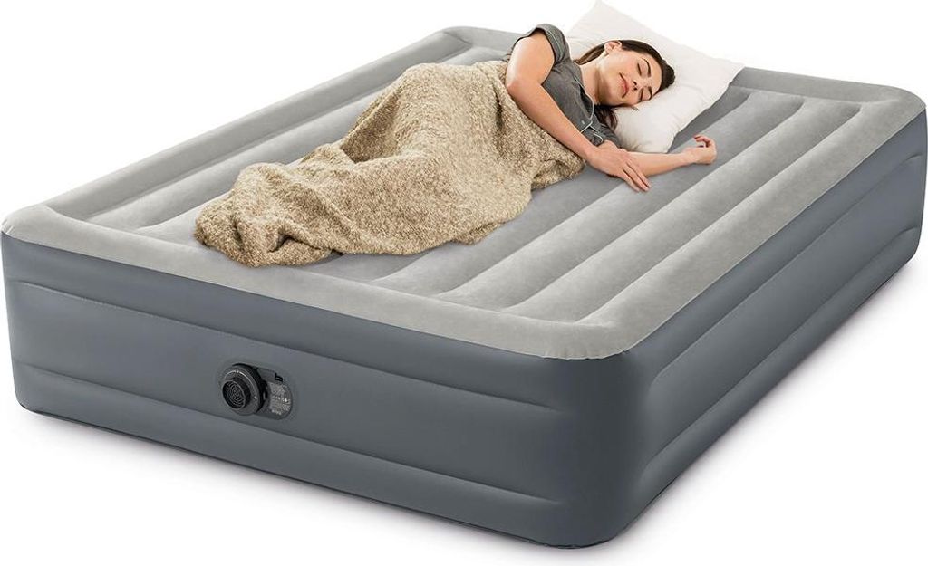 Inflatable Mattress Avenli Luftbett Selbstaufblasend Luftmatratze / Gästebett Doppelbett Für 2 Personen 203 X 157 X 47 Cm Mit Eingebauter / Integrierter Automatischer Pumpe Beige Antrazit – Doppel Luftmatratze