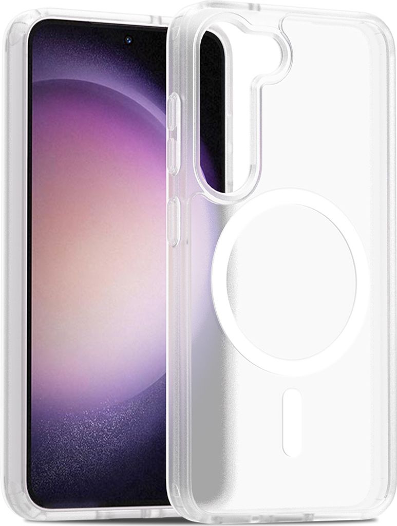 Magnetisch Hülle für Samsung Galaxy S23, Kompatibel mit MagSafe, Transluzente Matt Rückseite Stoßfeste Handyhülle Transparent