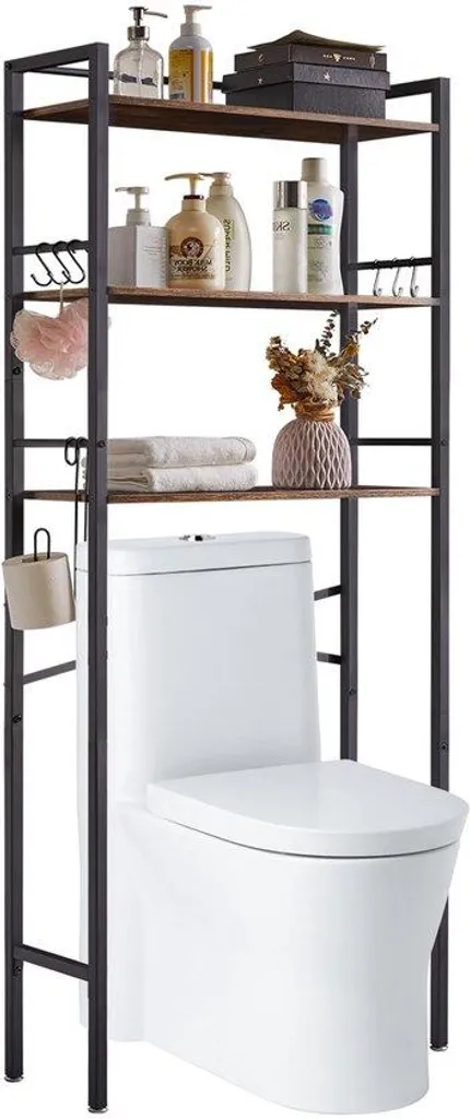Étagère de salle de bain design industriel, colonne de rangement 3 niveaux