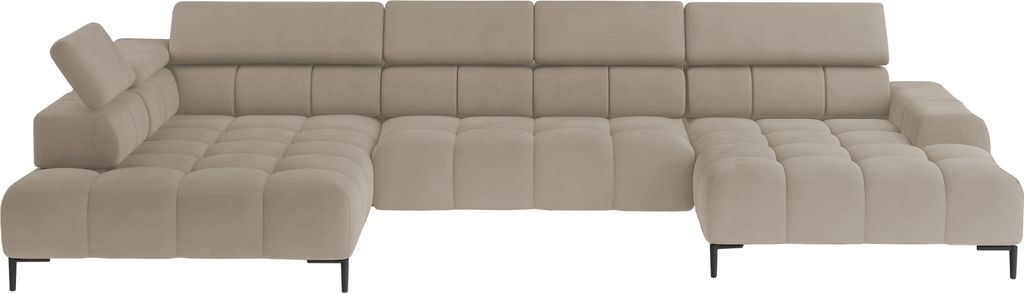 Ecksofa PLAZA-U Stoff SOLAR Eckcouch Inkl. Mit Bequemer Flauschiger Rückenlehne Lang links 216cm Kurz Rechts 177cm Industrial Style U-Form Links 3...