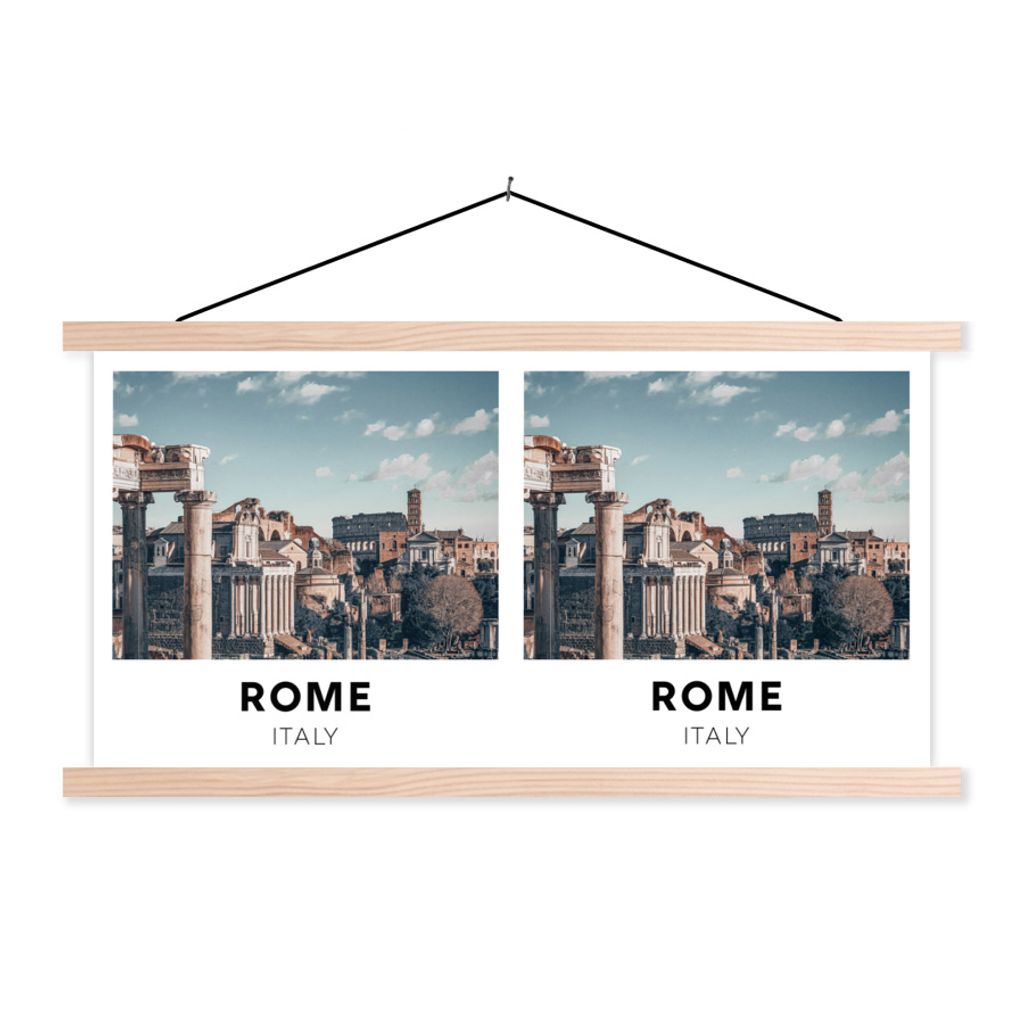 MuchoWow Textilposter Italien - Rom - Museum 60x30 cm mit holzfarbenen Rahmen - Dekoration
