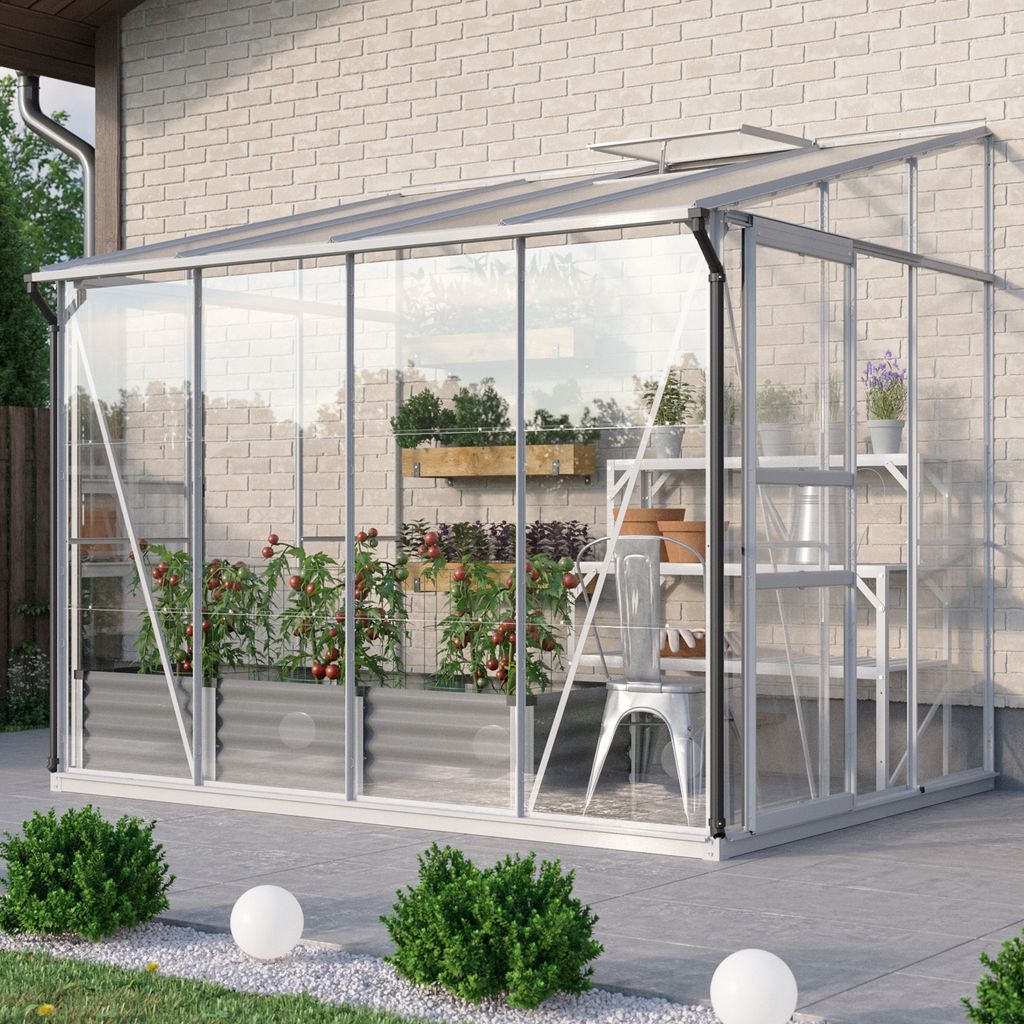 Vitavia Anlehn-Gewächshaus "Osiris 5200" aluminium eloxiert 5,2 m² 3 mm ESG, 6 mm HKP