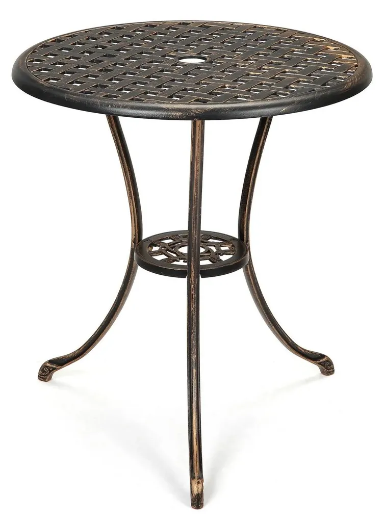 Table de bistrot ronde en métal bronze pour terrasse et jardin - Ø60cm