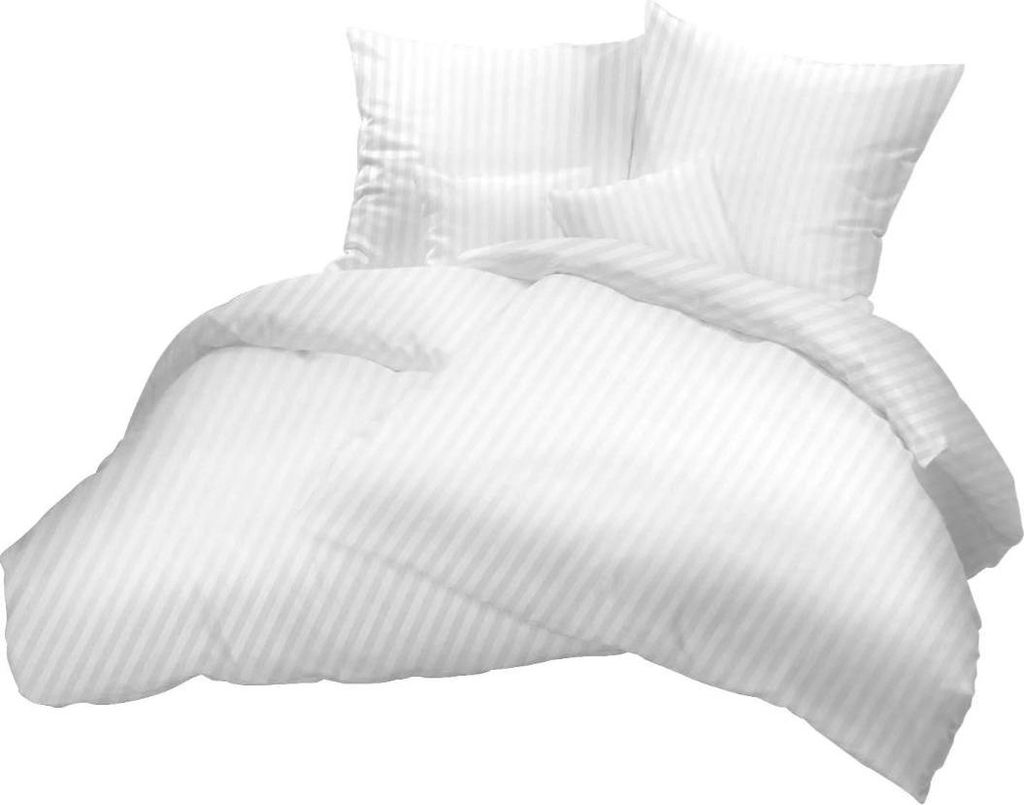 Bettwäsche-Set 140x200 cm, 100% Baumwolle, Streifen 4mm, inkl. Kissenbezug