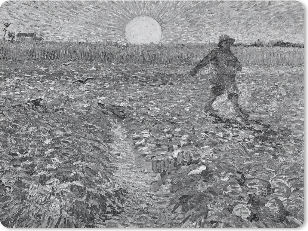 MuchoWow Mauspad Mousepad Der Sämann - Vincent van Gogh - Schwarz und weiß 23x19 cm - Mousepads - Maus Mat - Pad - Mausunterlage - Schreibtisch...