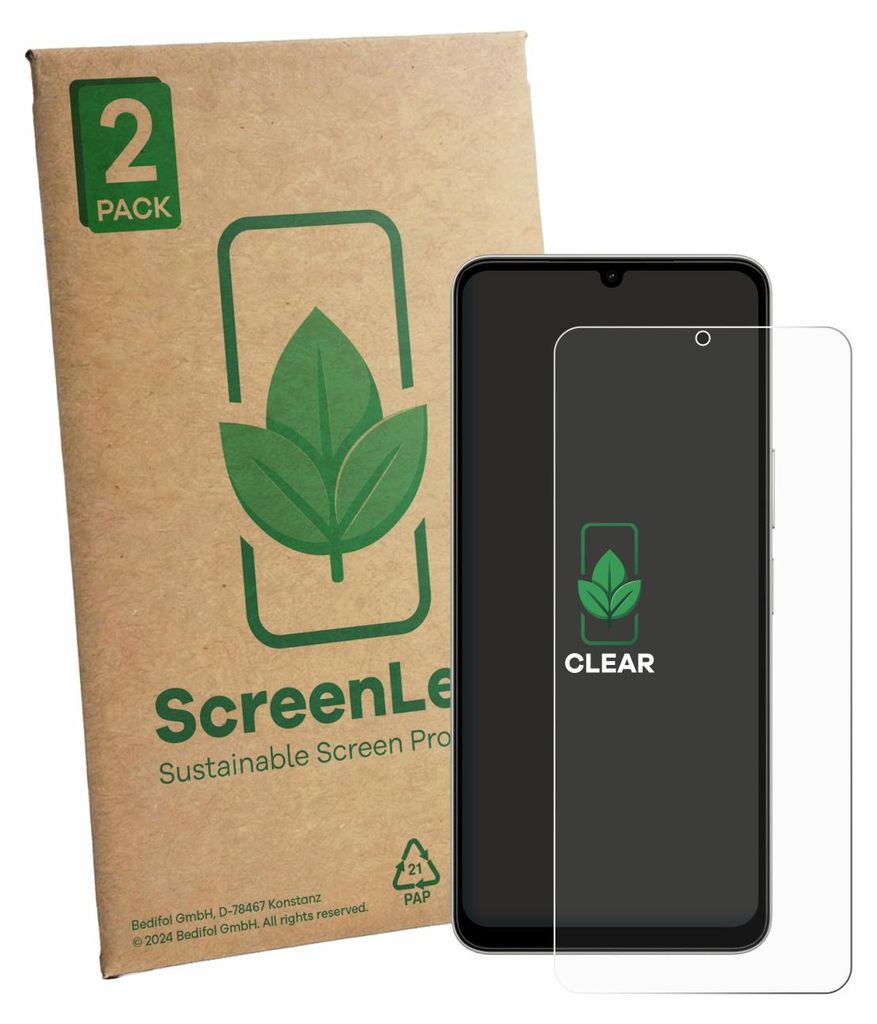 2x ScreenLeaf Schutzfolie für Vivo Y11 2026 nachhaltiger Displayschutz Display Schutz Folie Klar Transparent