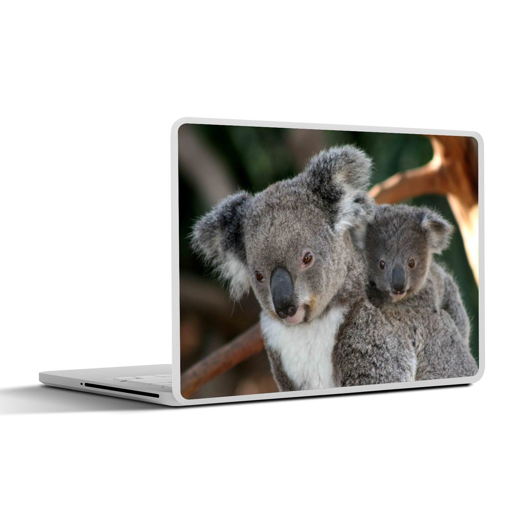MuchoWow Laptop Aufkleber Sticker Cover Koalas - Vater - Sohn - Jungen - Mädchen 25x18 cm - Laptop-Deko