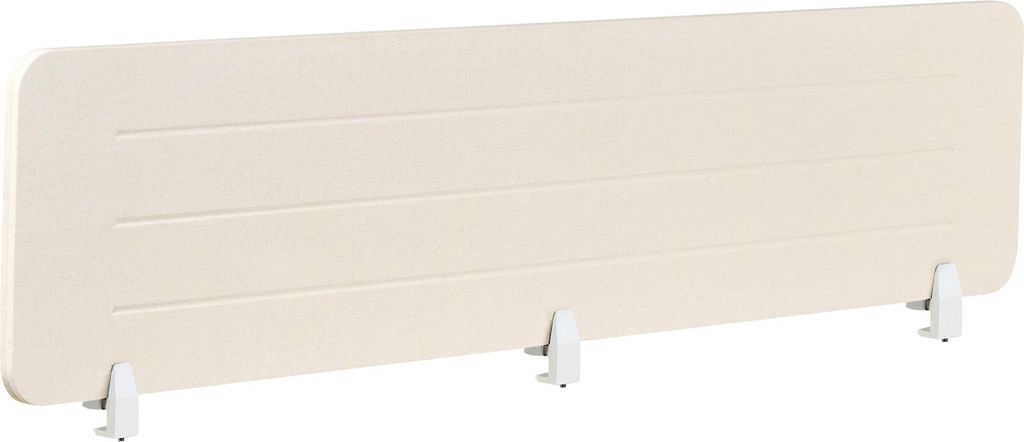 BELIANI Schreibtisch Trennwand Hellbeige Stoff PET Kunststoff 180 x 40 cm zum Klemmen Befestigungsklammern Schallschutz Sichtschutz Büro Home Office