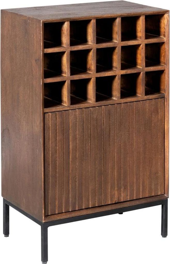 Dimora Weinschrank Mangoholz Braun & Schwarz, Farbe:Braun