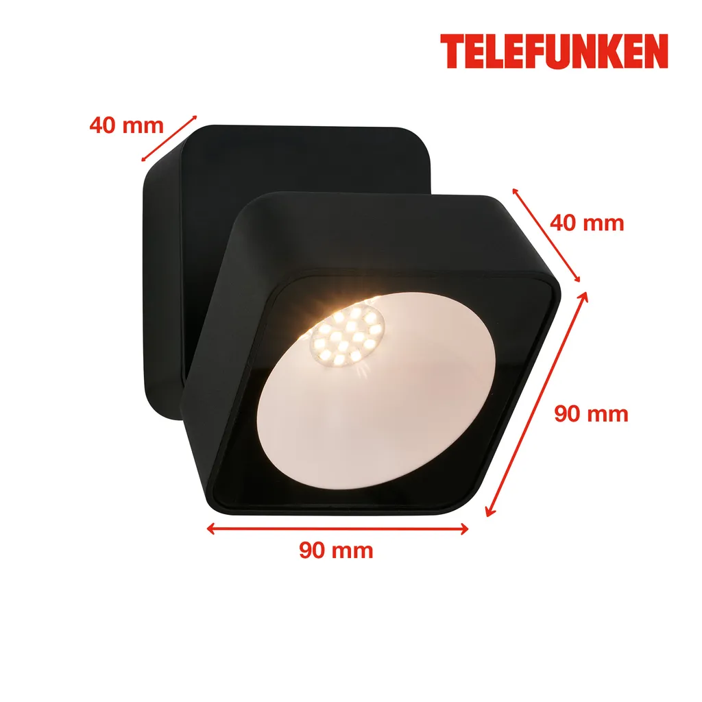 Applique Murale LED Noire Telefunken pour Intérieur et Zone Humide