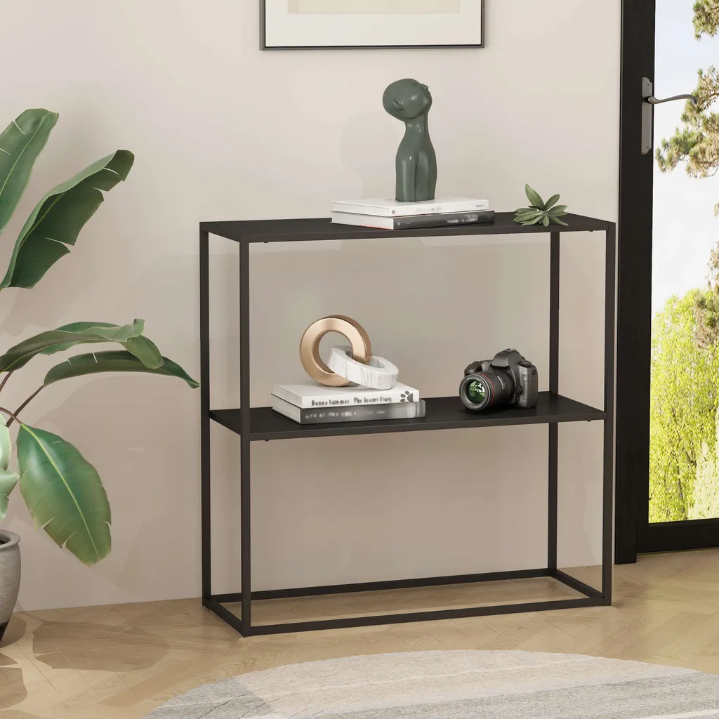 Tavolino Strömstad Nero Opaco 80x80x26 cm - Design Industriale Acciaio
