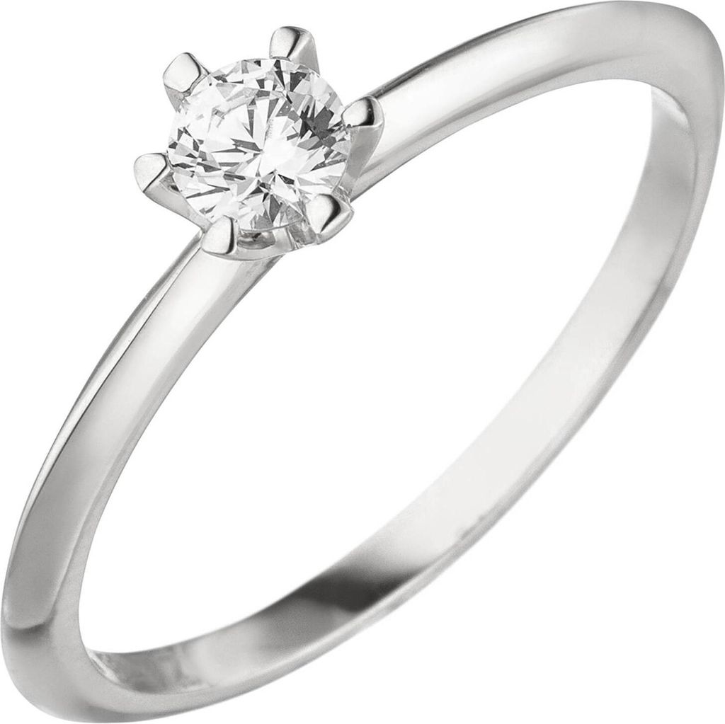 Gr. 58 Damen Ring 585 Gold Weißgold 1 Diamant Brillant 0,15 Produktbild 