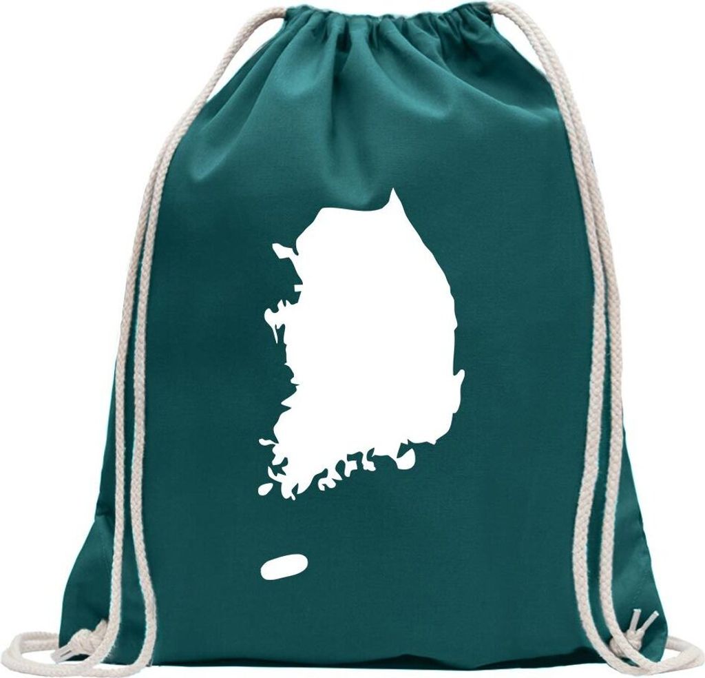 Kiwistar - Turnbeutel - petrol - Korea, Süd Umriss Kontur - Fun Rucksack Sport Beutel Gymsack Baumwolle mit Ziehgurt
